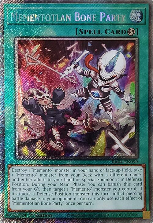 Mementotlan Bone Party (Platinum Secret Rare) RA04-EN099 card from Quarter Century Stampede