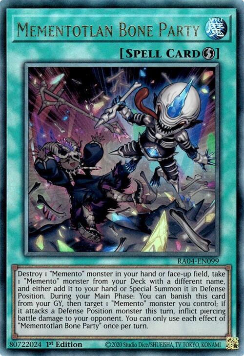 Mementotlan Bone Party (PUR) RA04-EN099 card from Quarter Century Stampede