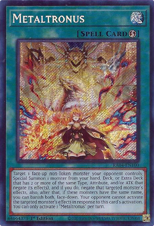 Metaltronus (Secret Rare) RA04-EN100 card from Quarter Century Stampede