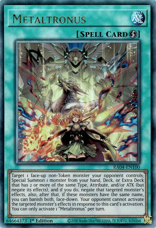 Metaltronus (PUR) RA04-EN100 card from Quarter Century Stampede