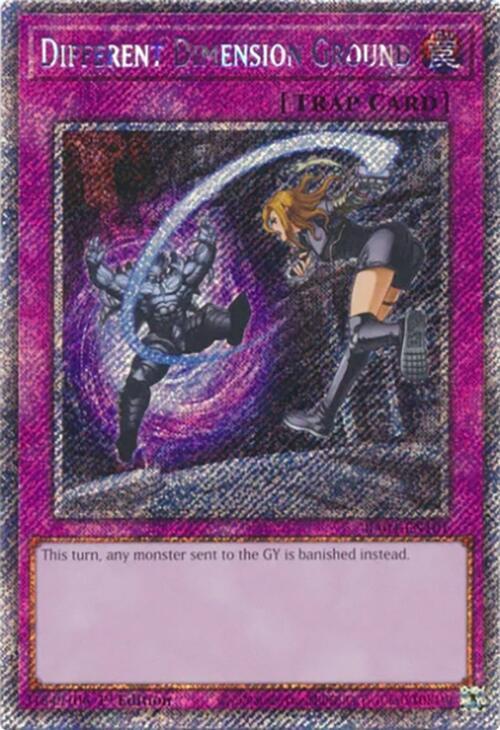 Different Dimension Ground (Platinum Secret Rare) RA04-EN101 card from Quarter Century Stampede