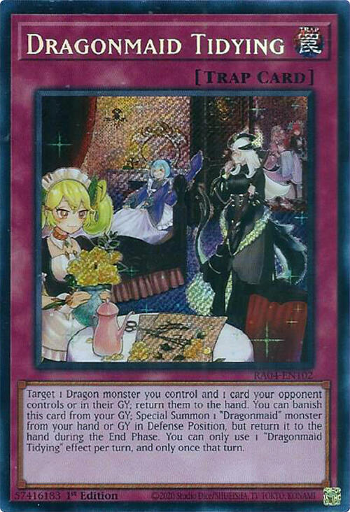 Dragonmaid Tidying (Secret Rare) RA04-EN102 card from Quarter Century Stampede