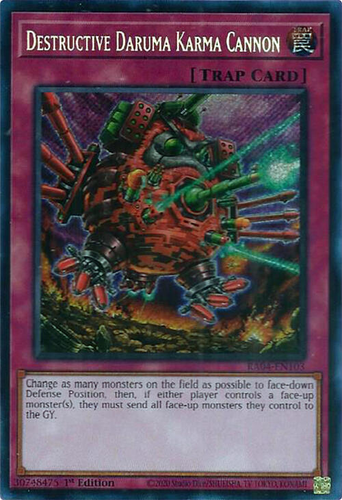 Destructive Daruma Karma Cannon (Secret Rare) RA04-EN103 card from Quarter Century Stampede