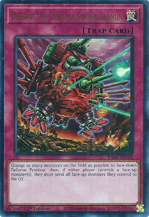 Destructive Daruma Karma Cannon (UR) RA04-EN103 card from Quarter Century Stampede