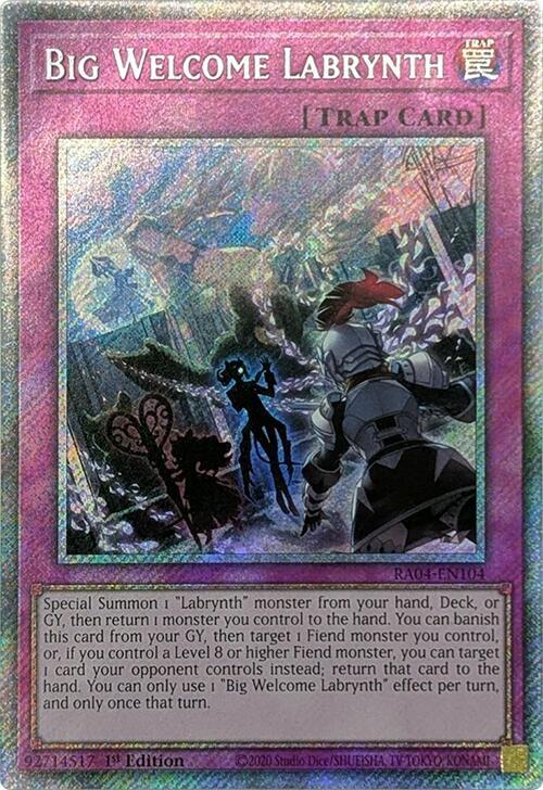 Big Welcome Labrynth (Platinum Secret Rare) RA04-EN104 card from Quarter Century Stampede