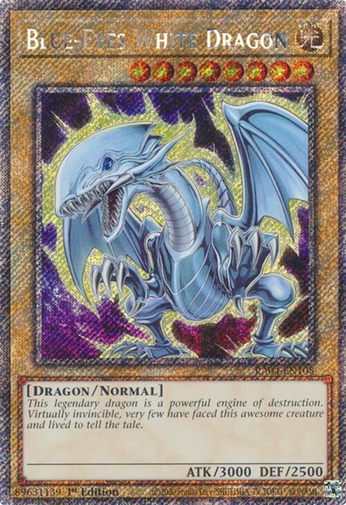 Blue-Eyes White Dragon (7th Art) (Platinum Secret Rare) RA04-EN108 card from Quarter Century Stampede