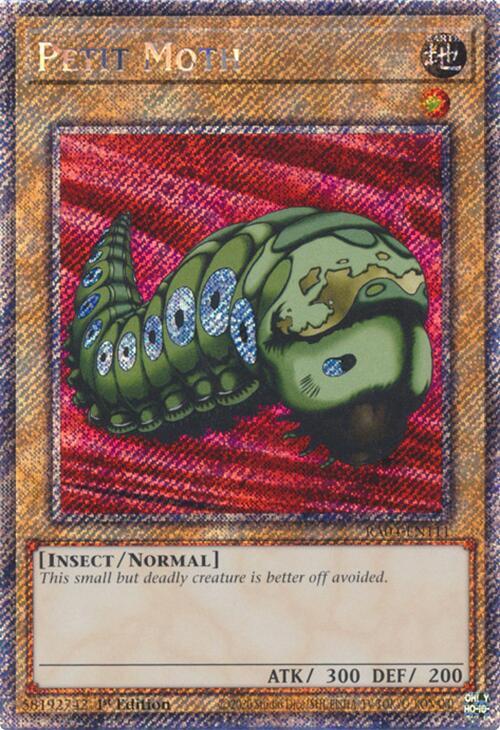 Petit Moth (Platinum Secret Rare) RA04-EN111 card from Quarter Century Stampede