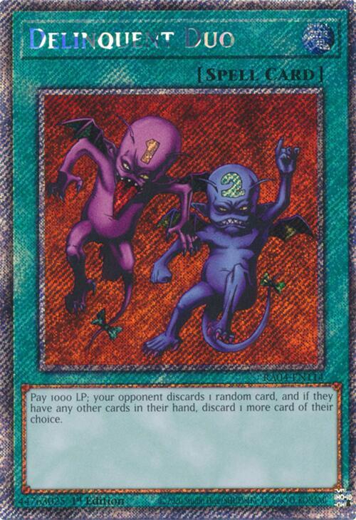 Delinquent Duo (Platinum Secret Rare) RA04-EN114 card from Quarter Century Stampede