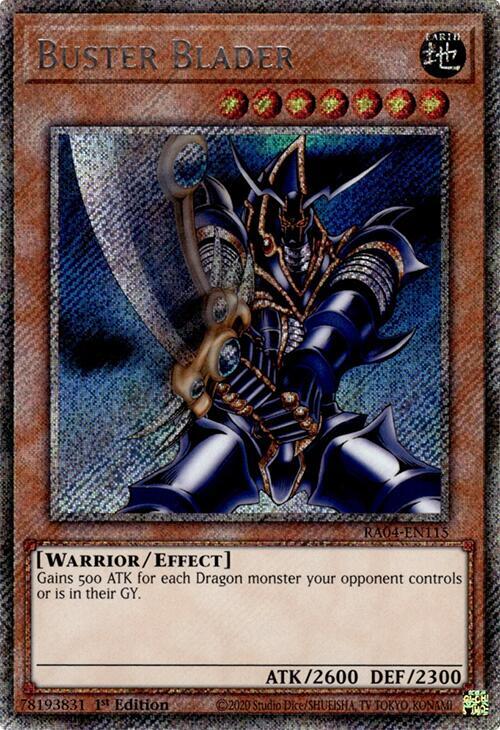 Buster Blader (Platinum Secret Rare) RA04-EN115 card from Quarter Century Stampede
