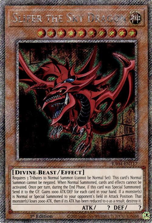 Slifer the Sky Dragon (Platinum Secret Rare) RA04-EN117 card from Quarter Century Stampede