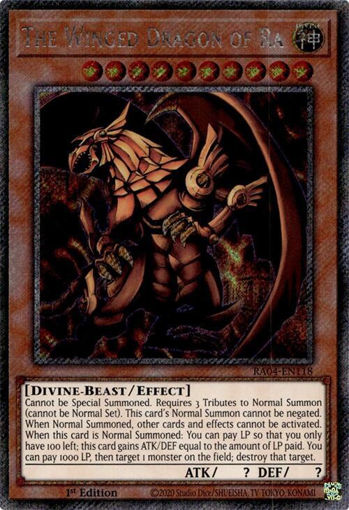 The Winged Dragon of Ra (Platinum Secret Rare) RA04-EN118 card from Quarter Century Stampede