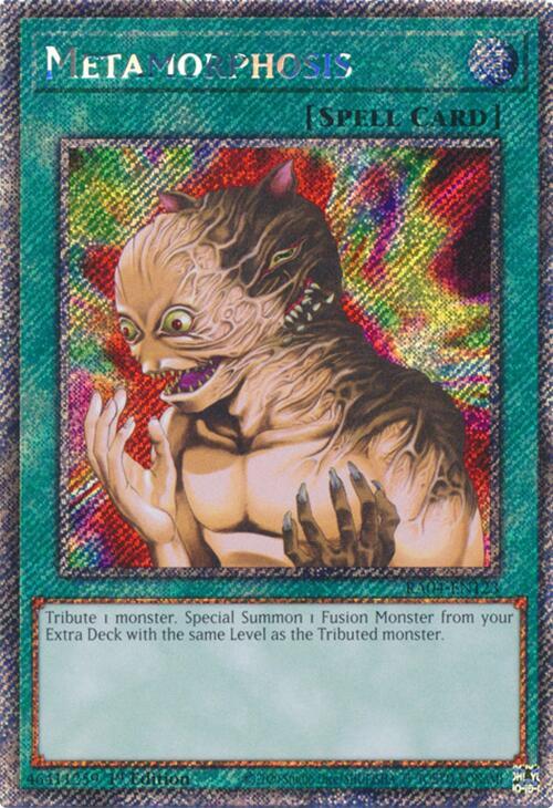 Metamorphosis (Platinum Secret Rare) RA04-EN123 card from Quarter Century Stampede