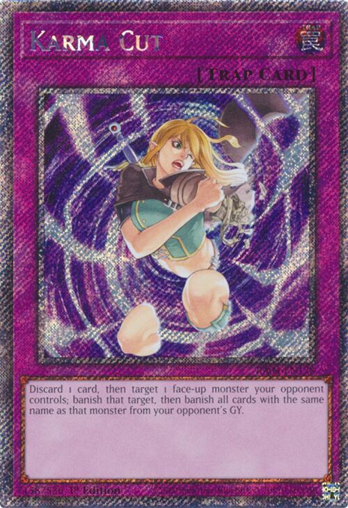 Karma Cut (Platinum Secret Rare) RA04-EN128 card from Quarter Century Stampede