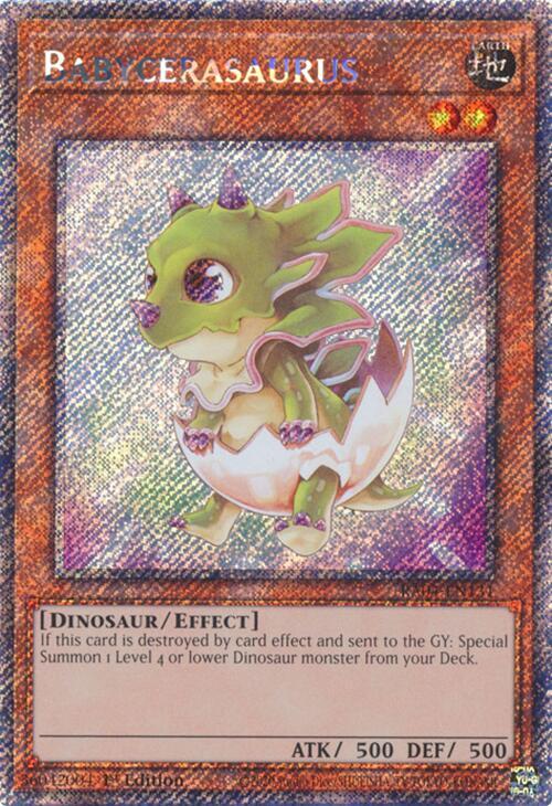 Babycerasaurus (Platinum Secret Rare) RA04-EN131 card from Quarter Century Stampede