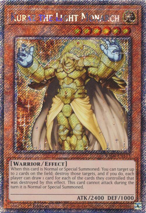 Kuraz the Light Monarch (Platinum Secret Rare) RA04-EN133 card from Quarter Century Stampede