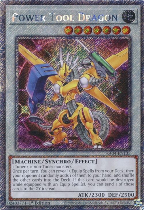 Power Tool Dragon (Platinum Secret Rare) RA04-EN135 card from Quarter Century Stampede