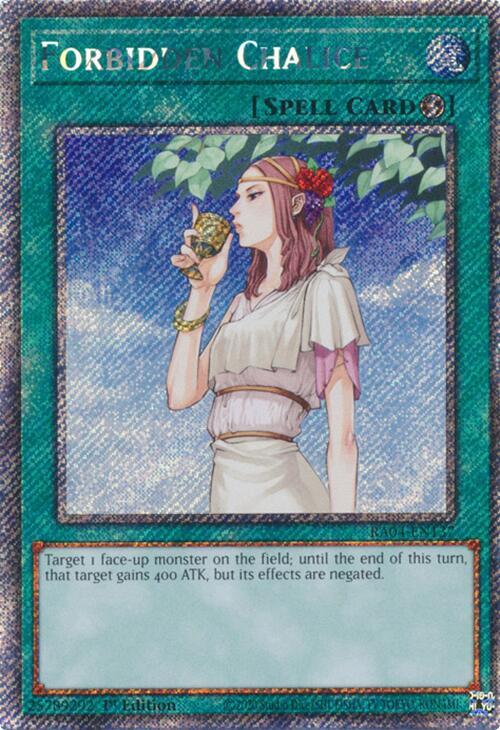 Forbidden Chalice (Platinum Secret Rare) RA04-EN137 card from Quarter Century Stampede