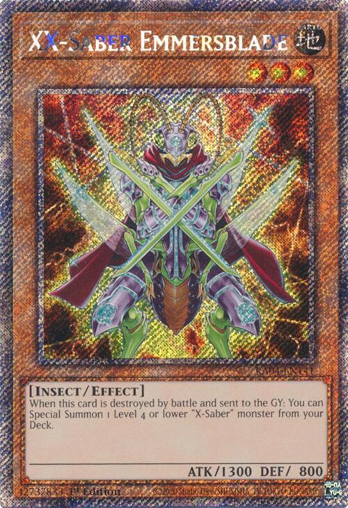 XX-Saber Emmersblade (Platinum Secret Rare) RA04-EN141 card from Quarter Century Stampede