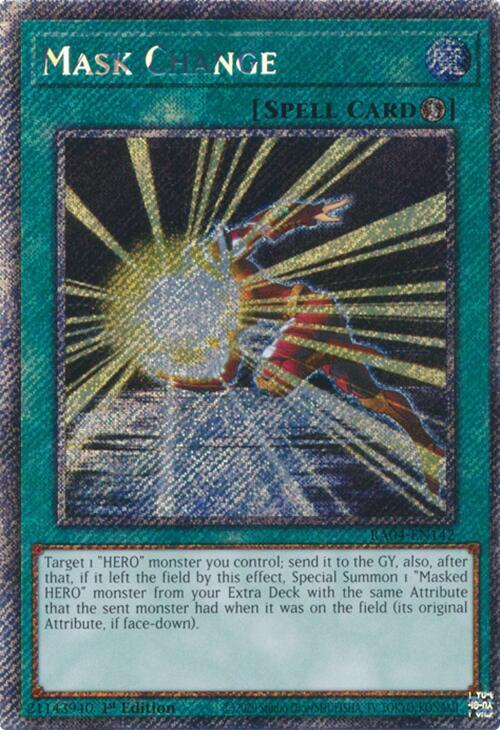 Mask Change (Platinum Secret Rare) RA04-EN142 card from Quarter Century Stampede