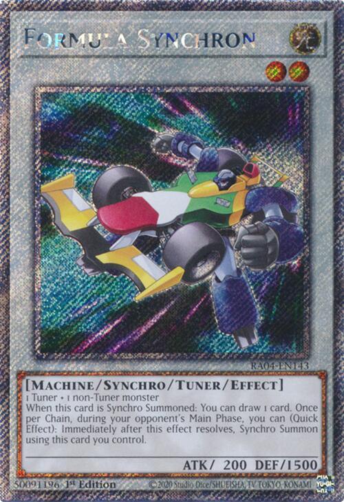 Formula Synchron (Platinum Secret Rare) RA04-EN143 card from Quarter Century Stampede