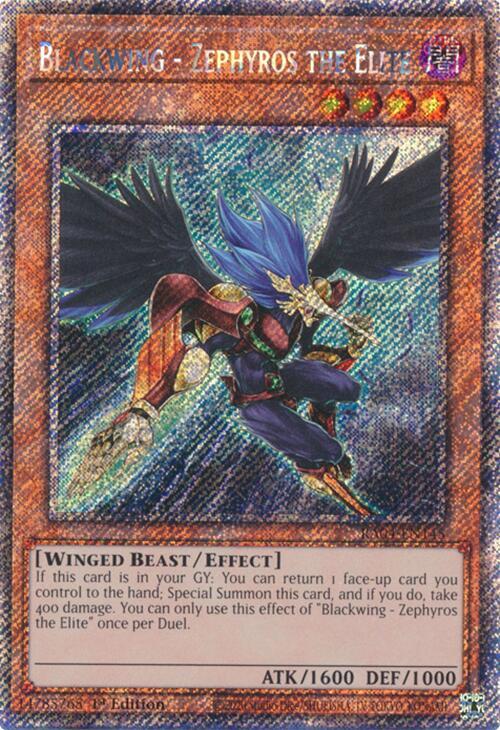 Blackwing - Zephyros the Elite (Platinum Secret Rare) RA04-EN145 card from Quarter Century Stampede