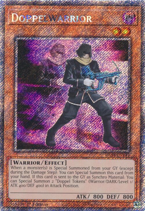 Doppelwarrior (Platinum Secret Rare) RA04-EN147 card from Quarter Century Stampede