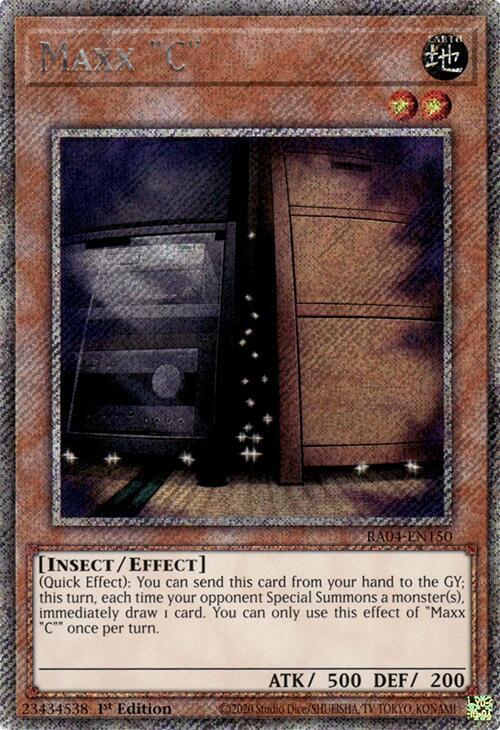 Maxx "C" (Platinum Secret Rare) RA04-EN150 card from Quarter Century Stampede