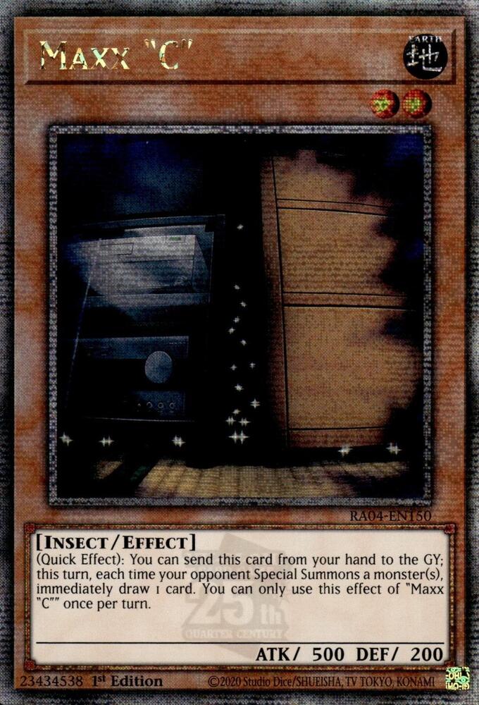 Maxx "C" (Quarter Century Secret Rare) RA04-EN150 card from Quarter Century Stampede