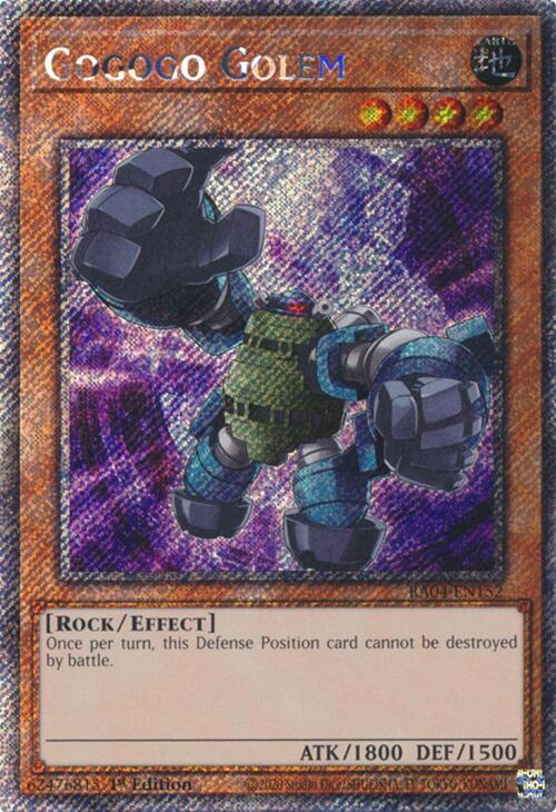 Gogogo Golem (Platinum Secret Rare) RA04-EN152 card from Quarter Century Stampede