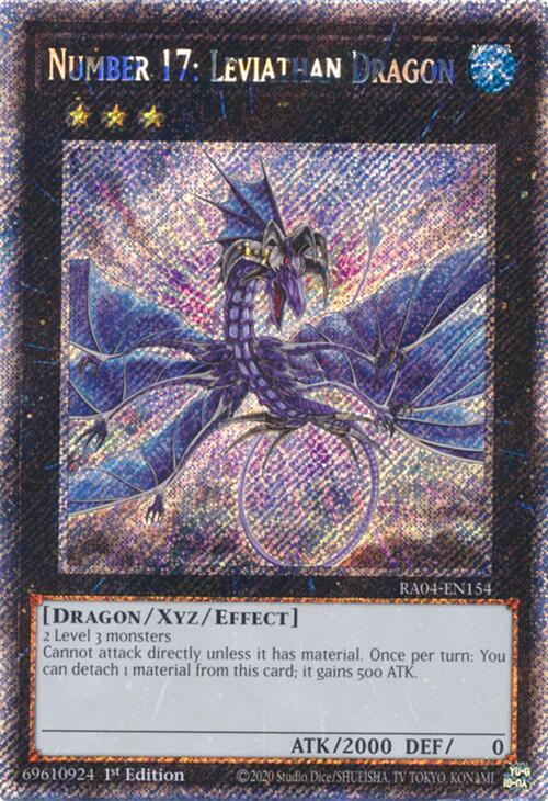 Number 17: Leviathan Dragon (Platinum Secret Rare) RA04-EN154 card from Quarter Century Stampede
