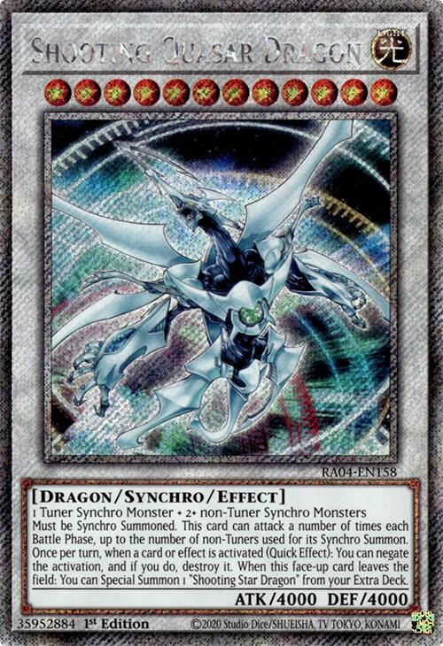 Shooting Quasar Dragon (Platinum Secret Rare) RA04-EN158 card from Quarter Century Stampede