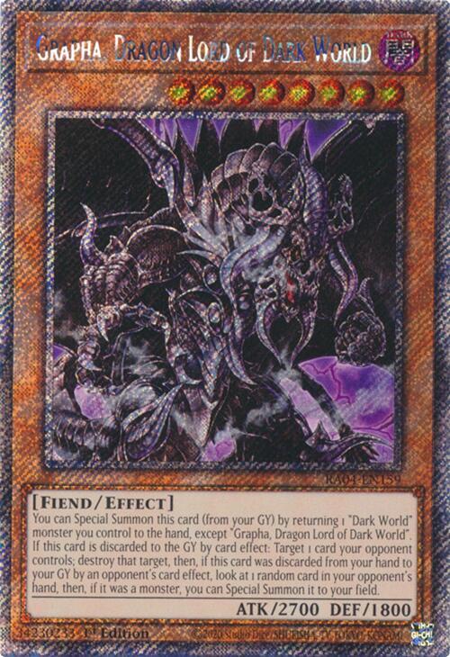 Grapha, Dragon Lord of Dark World (Platinum Secret Rare) RA04-EN159 card from Quarter Century Stampede