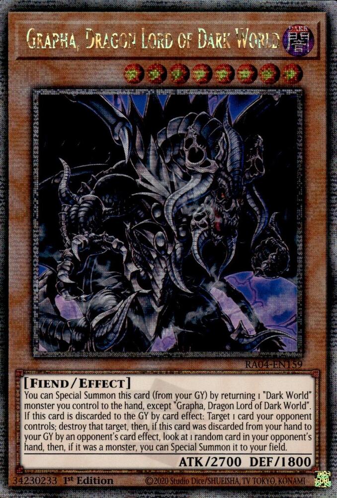 Grapha, Dragon Lord of Dark World (Quarter Century Secret Rare) RA04-EN159 card from Quarter Century Stampede