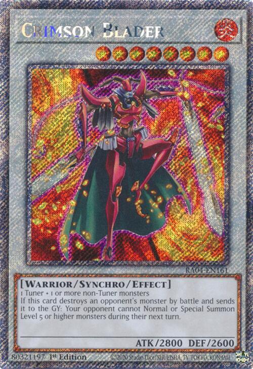 Crimson Blader (Platinum Secret Rare) RA04-EN161 card from Quarter Century Stampede