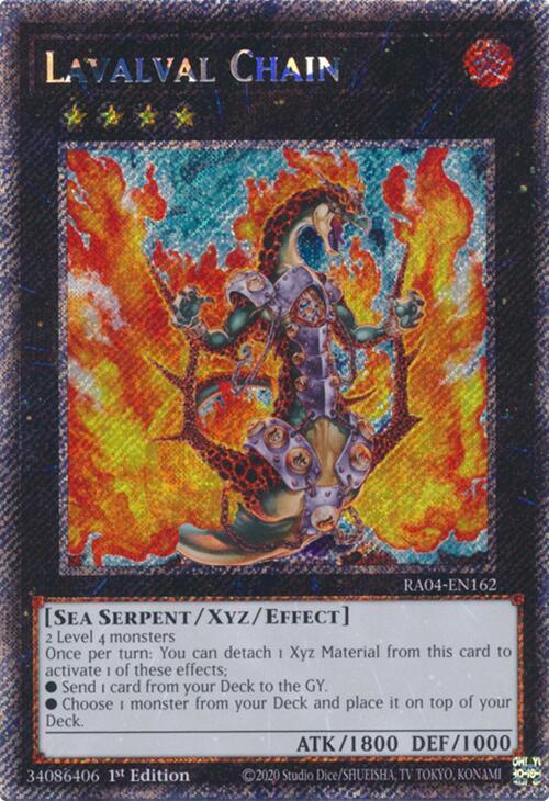Lavalval Chain (Platinum Secret Rare) RA04-EN162 card from Quarter Century Stampede