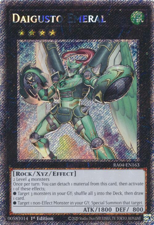 Daigusto Emeral (Platinum Secret Rare) RA04-EN163 card from Quarter Century Stampede