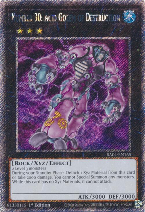 Number 30: Acid Golem of Destruction (Platinum Secret Rare) RA04-EN165 card from Quarter Century Stampede