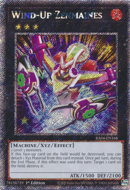 Wind-Up Zenmaines (Platinum Secret Rare) RA04-EN168 card from Quarter Century Stampede