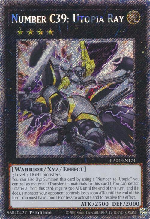Number C39: Utopia Ray (Platinum Secret Rare) RA04-EN174 card from Quarter Century Stampede