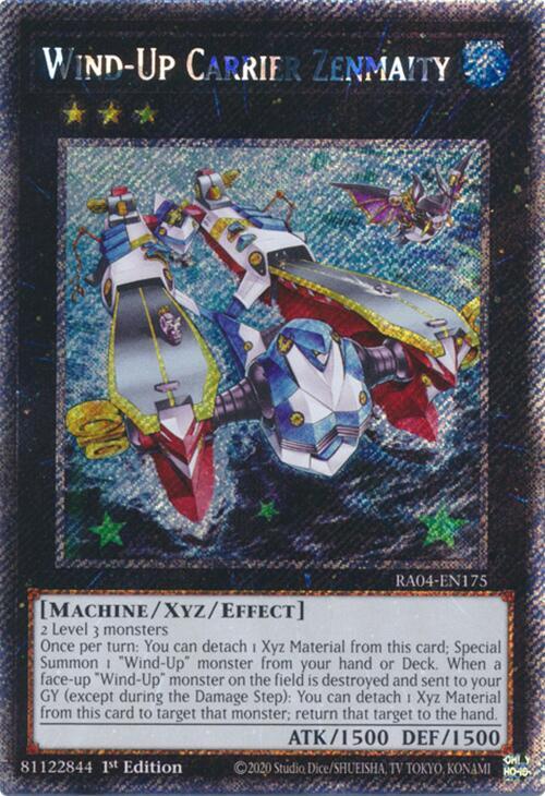 Wind-Up Carrier Zenmaity (Platinum Secret Rare) RA04-EN175 card from Quarter Century Stampede