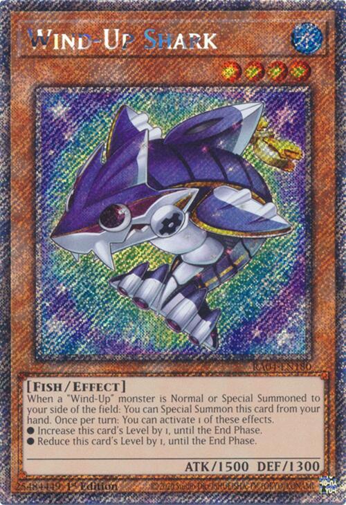 Wind-Up Shark (Platinum Secret Rare) RA04-EN180 card from Quarter Century Stampede