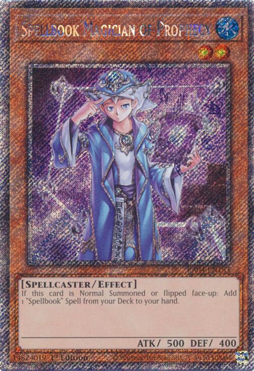 Spellbook Magician of Prophecy (Platinum Secret Rare) RA04-EN183 card from Quarter Century Stampede