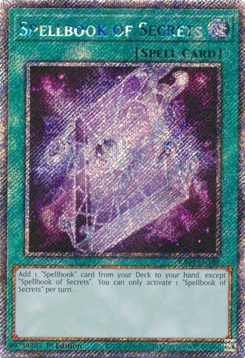 Spellbook of Secrets (Platinum Secret Rare) RA04-EN189 card from Quarter Century Stampede
