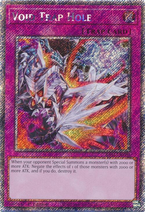 Void Trap Hole (Platinum Secret Rare) RA04-EN190 card from Quarter Century Stampede