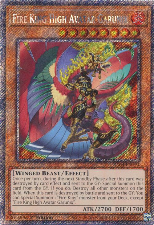 Fire King High Avatar Garunix (Platinum Secret Rare) RA04-EN194 card from Quarter Century Stampede