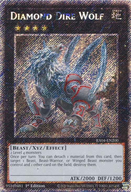 Diamond Dire Wolf (Platinum Secret Rare) RA04-EN200 card from Quarter Century Stampede