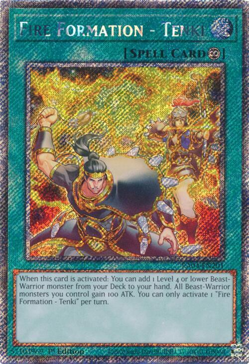 Fire Formation - Tenki (Platinum Secret Rare) RA04-EN201 card from Quarter Century Stampede