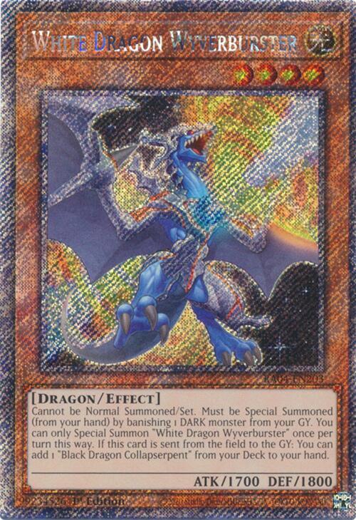 White Dragon Wyverburster (Platinum Secret Rare) RA04-EN203 card from Quarter Century Stampede