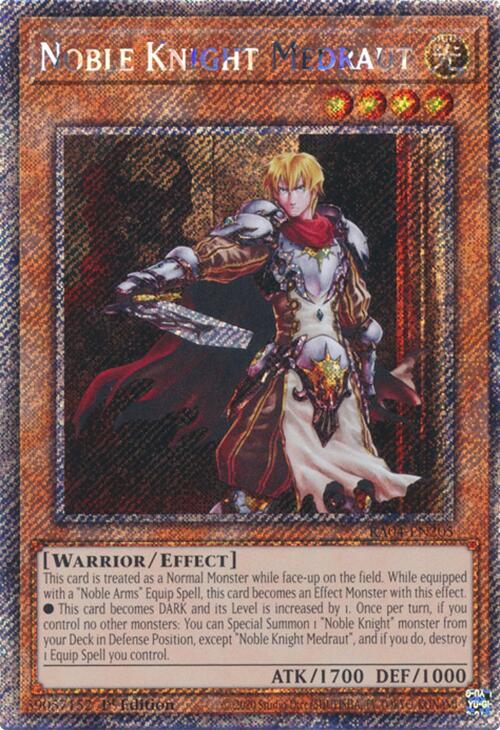 Noble Knight Medraut (Platinum Secret Rare) RA04-EN205 card from Quarter Century Stampede