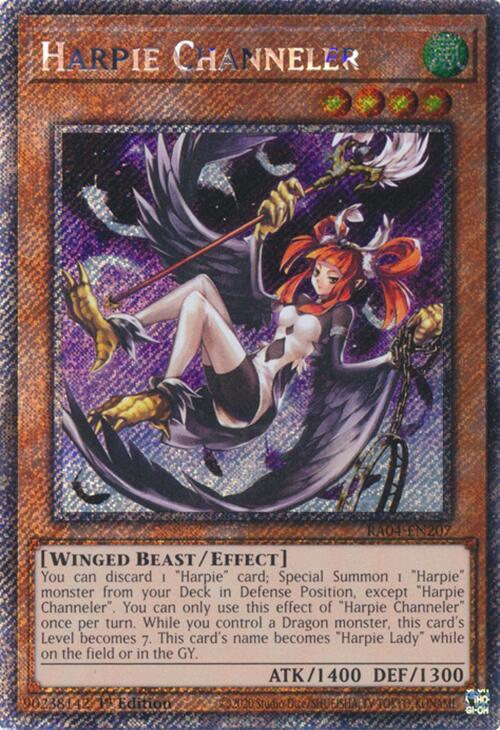 Harpie Channeler (Platinum Secret Rare) RA04-EN207 card from Quarter Century Stampede
